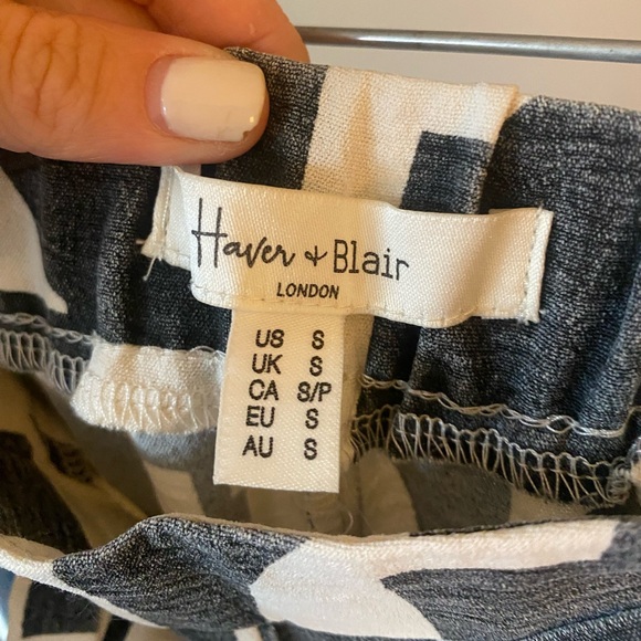 Haver + Blair Wide Leg Gray & Cream Wide Leg Geometric Pant-Size S - Picture 6 of 7